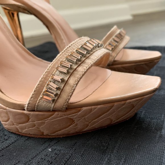Herve Leger Elle Crystal Platform Sandals - Picture 8 of 14